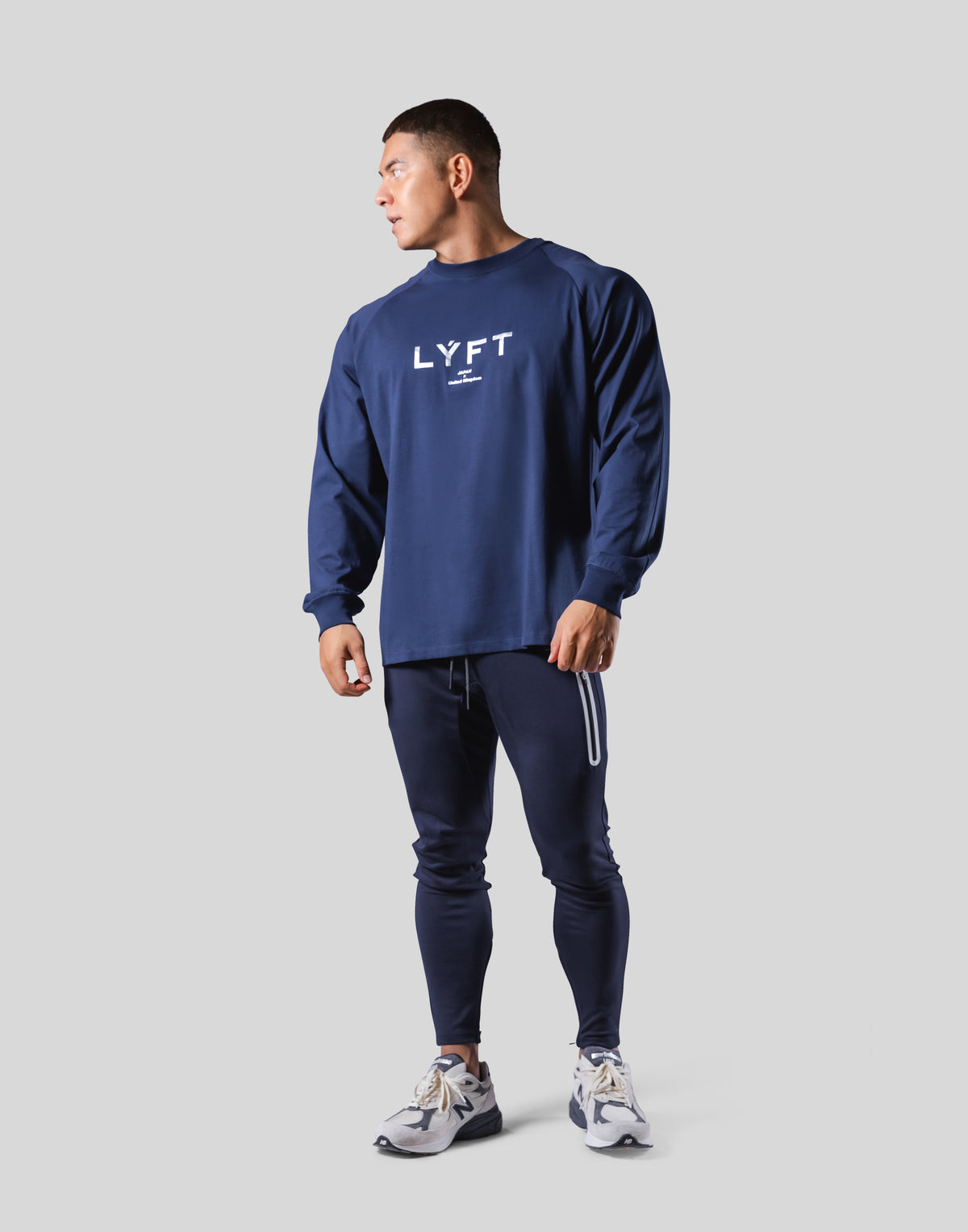 New Flag Oversize Long T-Shirt - Navy