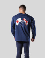 New Flag Oversize Long T-Shirt - Navy