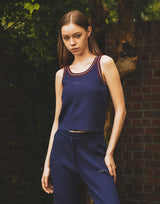 Tricolor Knit No Sleeve - Navy