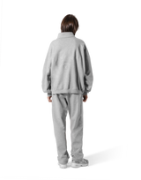 Stand Collar Zip-Up Oversize Sweat Jacket - Grey