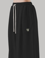 Double Pleat Wide Sweatpants - Black