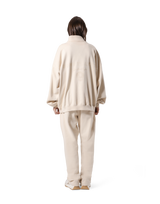 Stand Collar Zip-Up Oversize Sweat Jacket - Ivory