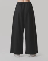 Double Pleat Wide Sweatpants - Black