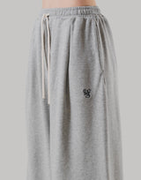 Double Pleat Wide Sweatpants - Grey