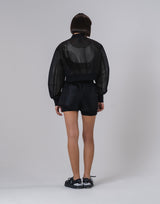 Drop Shoulder Sheer Blouson - Black