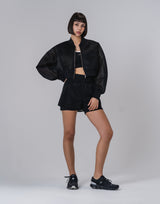 Drop Shoulder Sheer Blouson - Black