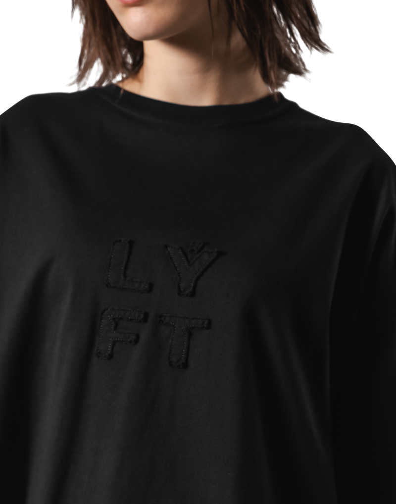 Patching Logo Oversize T-Shirt  - Black