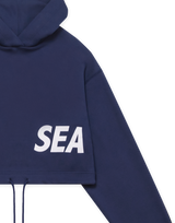 LÝFT × WIND AND SEA Wide Cropped Hoodie - Navy
