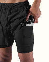 2Way Stretch Layered Shorts - Black