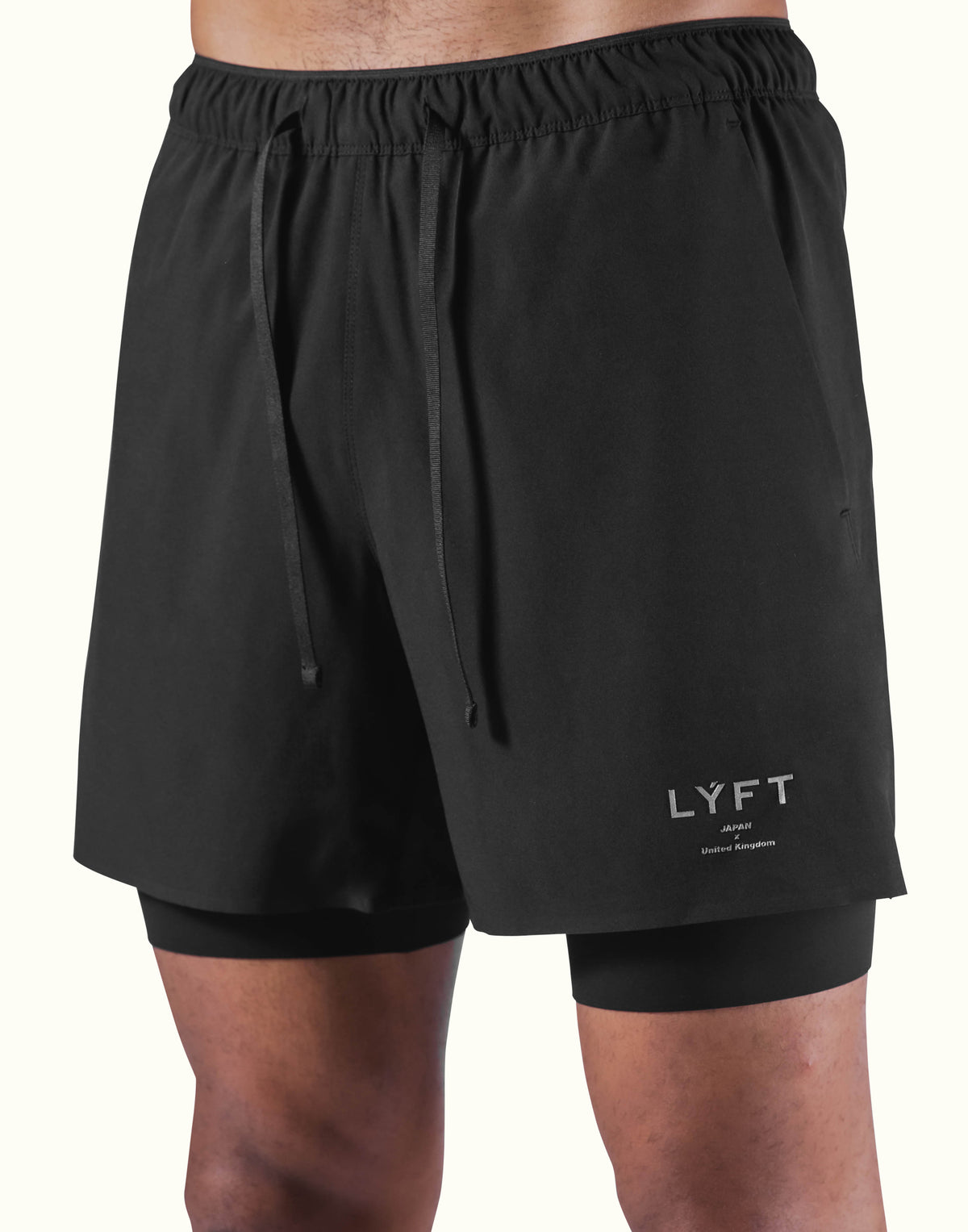 2Way Stretch Layered Shorts - Black