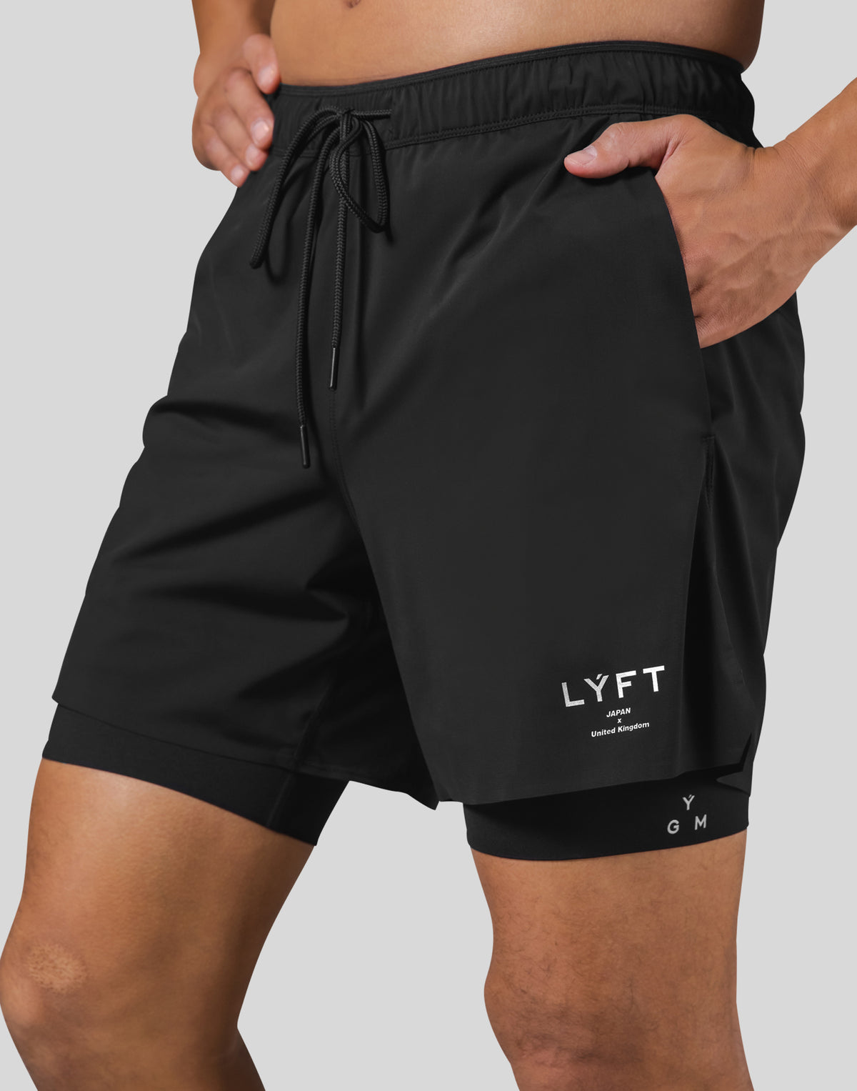 2Way Active Shorts With Leggings - Black