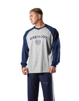College Logo Raglan Big Long T-Shirt - Grey