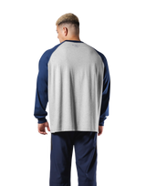 College Logo Raglan Big Long T-Shirt - Grey