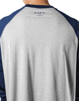College Logo Raglan Big Long T-Shirt - Grey