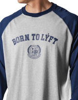 College Logo Raglan Big Long T-Shirt - Grey