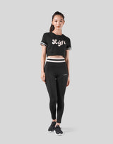 Old Logo Stripe Rib Cropped T-Shirt - Black
