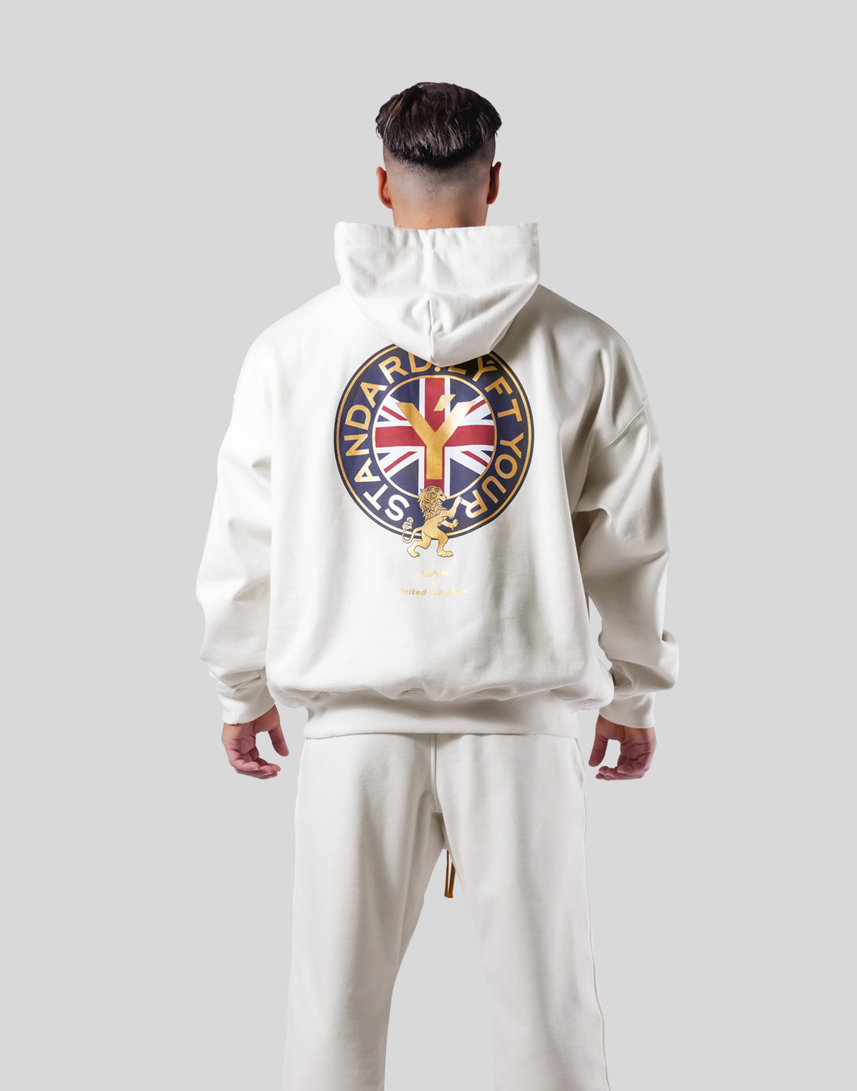 Back Emblem Oversize Sweat Hoodie - Ivory
