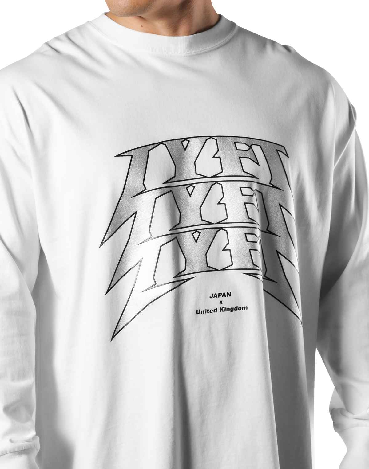 Metal Logo Big Long T-Shirt - White