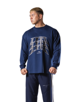 Metal Logo Big Long T-Shirt - Navy