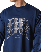 Metal Logo Big Long T-Shirt - Navy