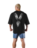 Bird Graphic Extra Big T-Shirt - Black