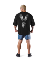 Bird Graphic Extra Big T-Shirt - Black