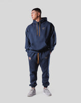 Back Emblem Oversize Sweat Hoodie - Navy