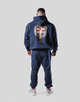 Back Emblem Oversize Sweat Hoodie - Navy