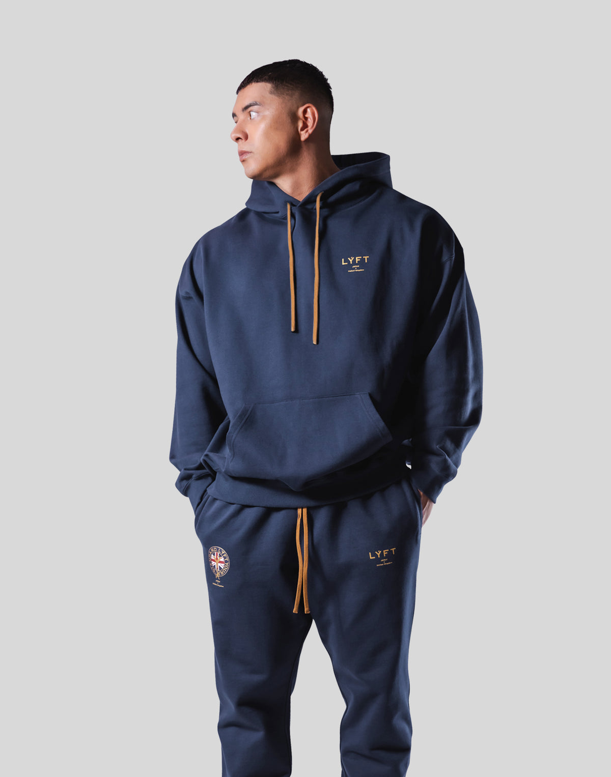 Back Emblem Oversize Sweat Hoodie - Navy