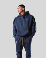 Back Emblem Oversize Sweat Hoodie - Navy