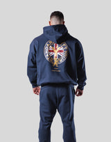 Back Emblem Oversize Sweat Hoodie - Navy