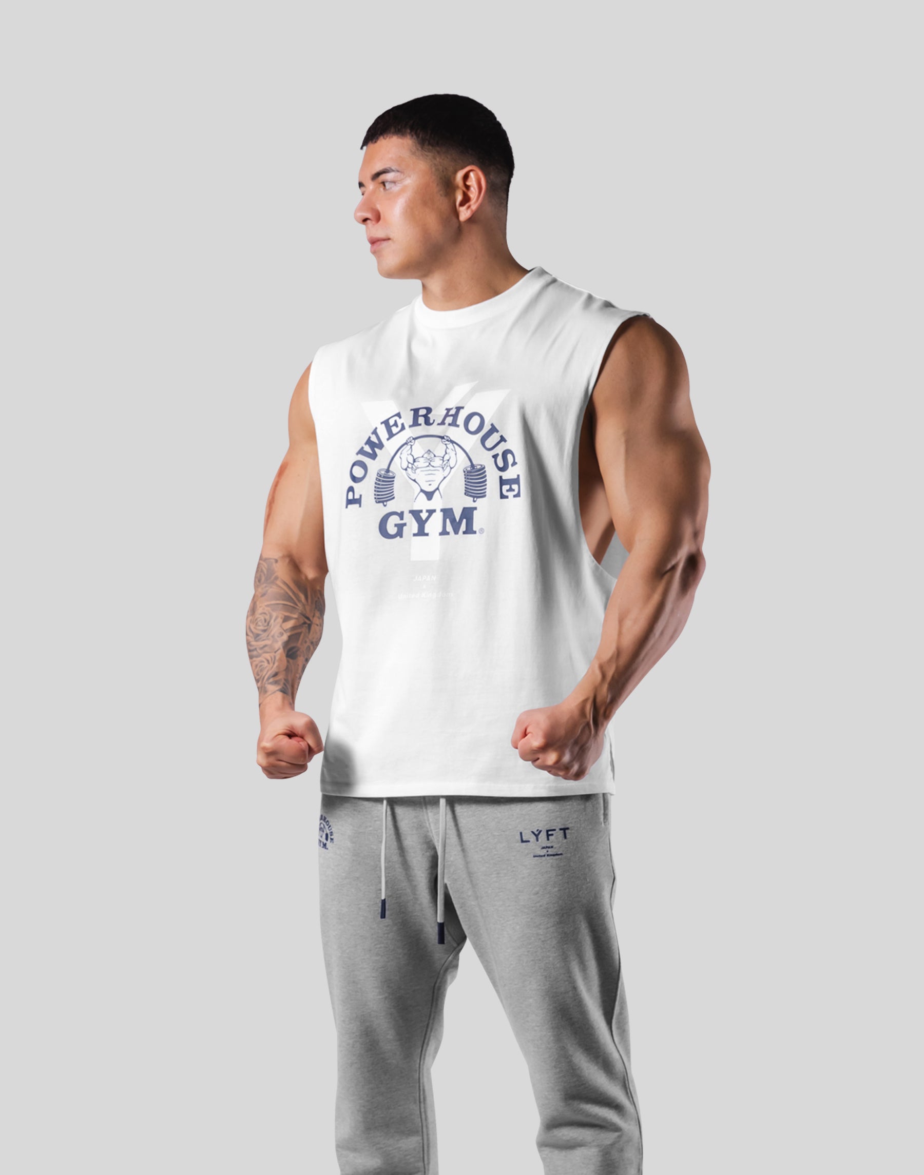 LÝFT × Power House Gym No Sleeve- White