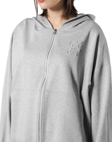 Patching Logo Zip-Up Stretch Hoodie - Grey