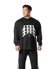 Metal Logo Big Long T-Shirt - Black