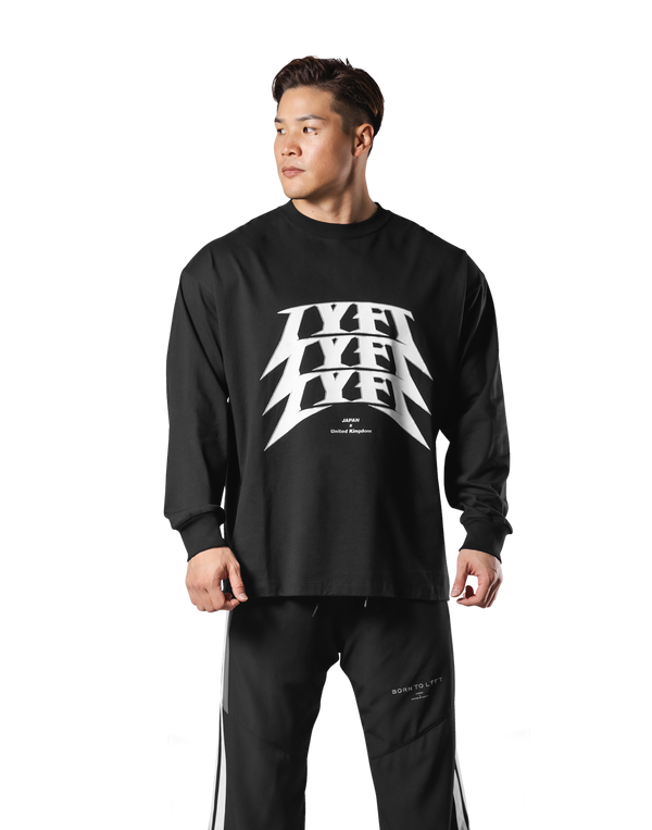 Metal Logo Big Long T-Shirt - Black