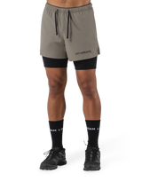 Layered Stretch Shorts - Beige