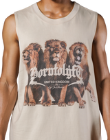 Lion Graphic Vintage Loose Fit Tanktop - Ivory
