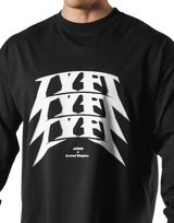 Metal Logo Big Long T-Shirt - Black