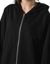 Patching Logo Zip-Up Stretch Hoodie - Black