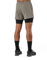 Layered Stretch Shorts - Beige