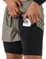 Layered Stretch Shorts - Beige