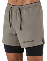 Layered Stretch Shorts - Beige