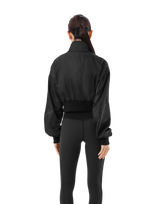 Cropped Light Bomber Jacket - Black