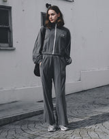 Velour Track Pants - Grey