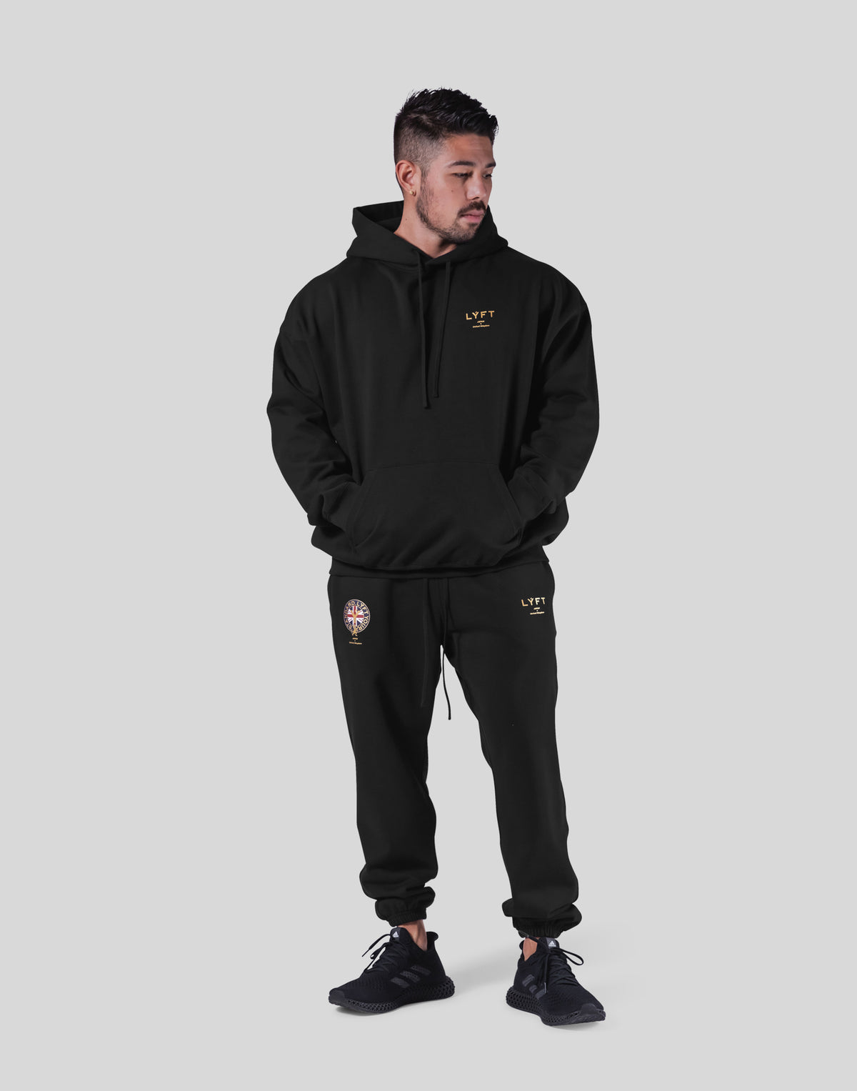 Back Emblem Oversize Sweat Hoodie - Black