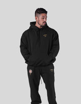 Back Emblem Oversize Sweat Hoodie - Black