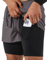 Layered Stretch Shorts - D.Grey