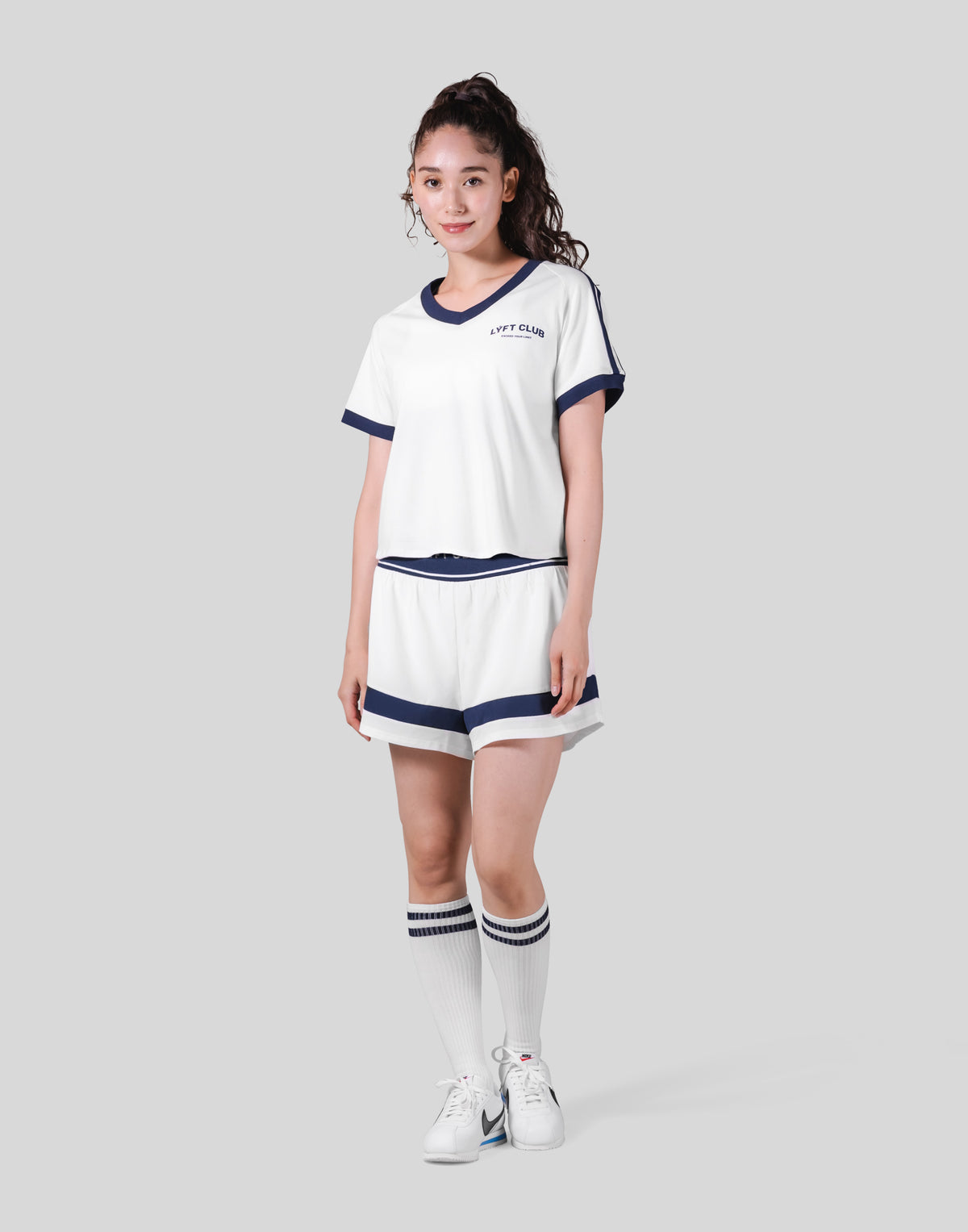 2Line V Neck T-Shirt - Navy
