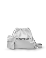 Synthetic Leather Drawstring Bag - White