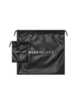 Synthetic Leather Drawstring Bag - Black